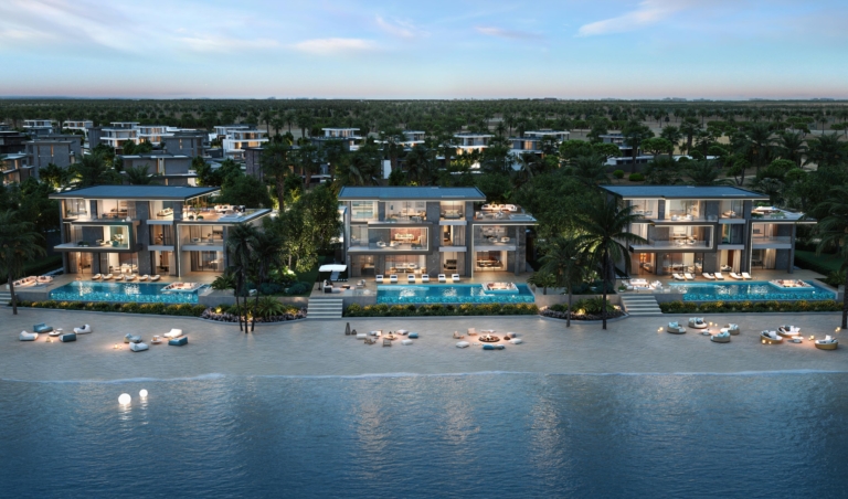 Aerial View Beachfront Mansions